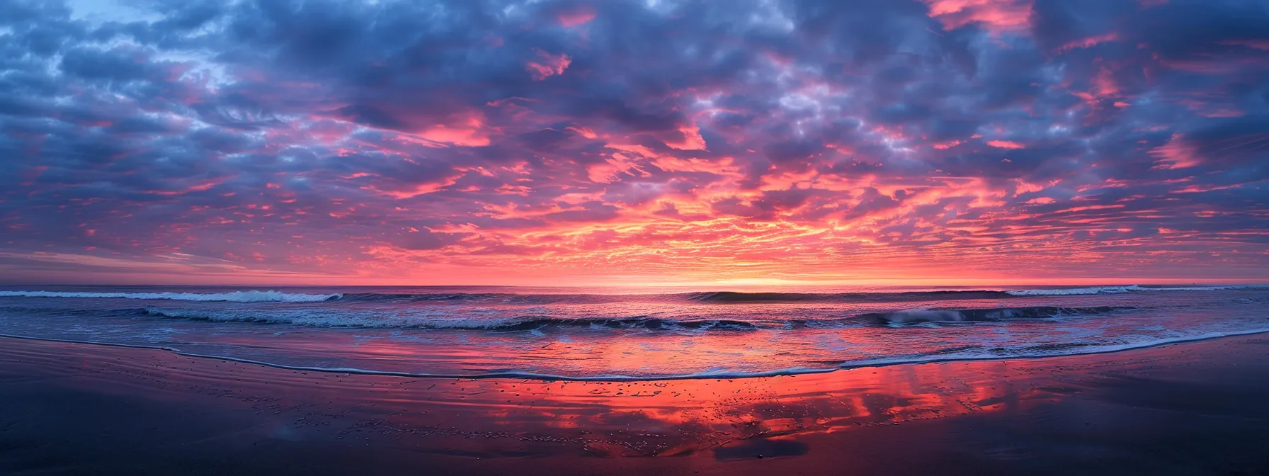 a breathtaking sunset paints the sky in vibrant hues of orange and pink, casting a warm glow over a serene ocean, where gentle waves reflect the brilliant colors of twilight.