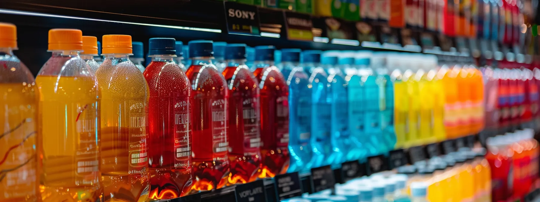 a vibrant display of hydration products showcasing diverse, eye-catching packaging and transparent ingredients, emphasized by a backdrop of price tags highlighting varying bulk discounts under bright, natural lighting.