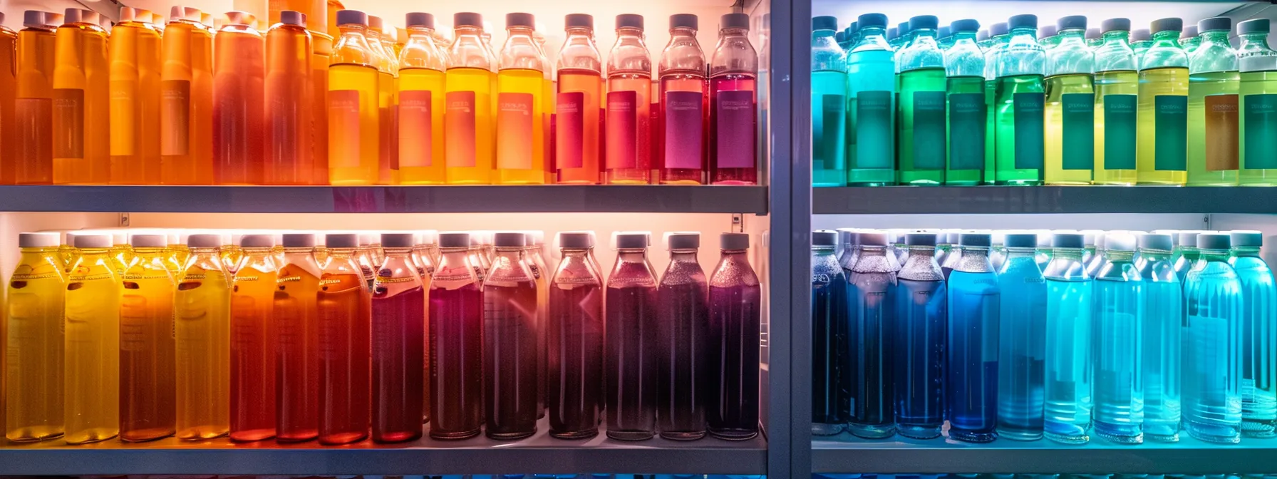 a vibrant display of stacked, color-coded energy hydration products in a well-organized pantry, illuminated by soft natural light, showcasing the importance of proper storage and brand trust for optimal health and wellness.