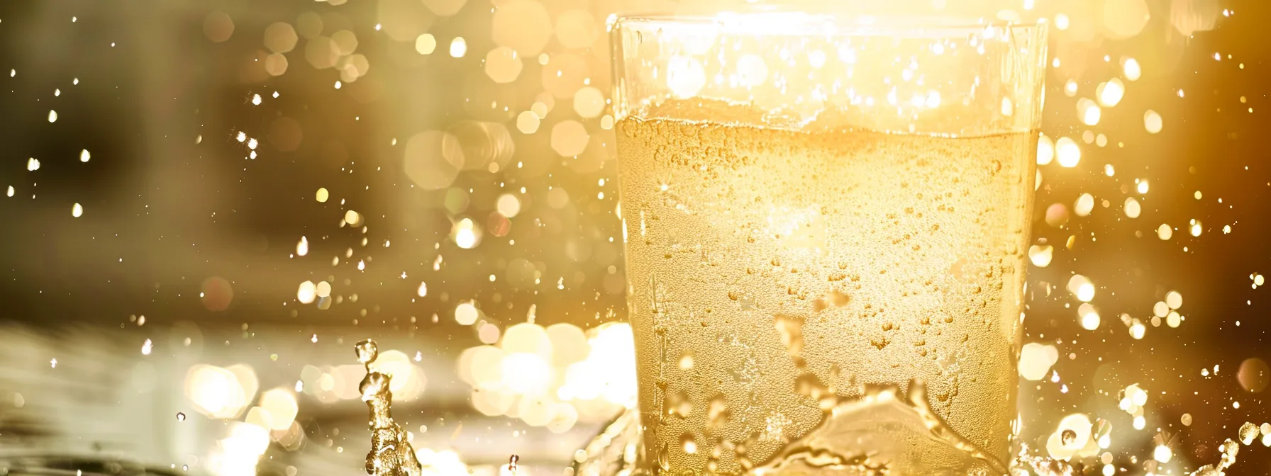 a vibrant, energetic scene captures a glass of electrolyte powder dissolving in clear water, illuminated by warm sunlight, symbolizing the refreshing boost of vitality essential for maintaining energy levels during active moments.