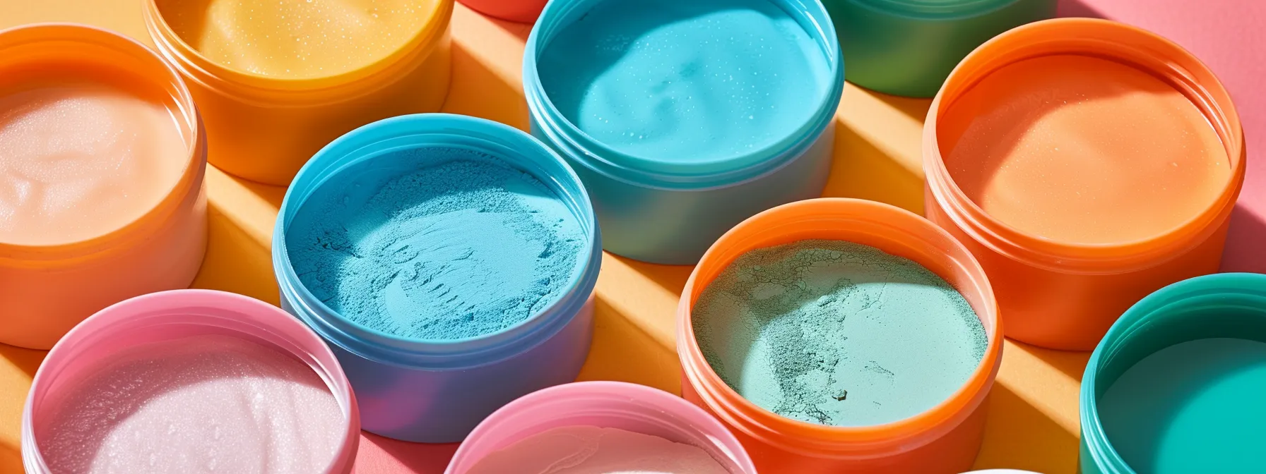 a vibrant, close-up shot of a variety of electrolyte powder containers arranged in an aesthetically pleasing manner, showcasing their differences in size, color, and texture under bright, natural lighting to emphasize the theme of cost-effective hydration choices for endurance athletes.