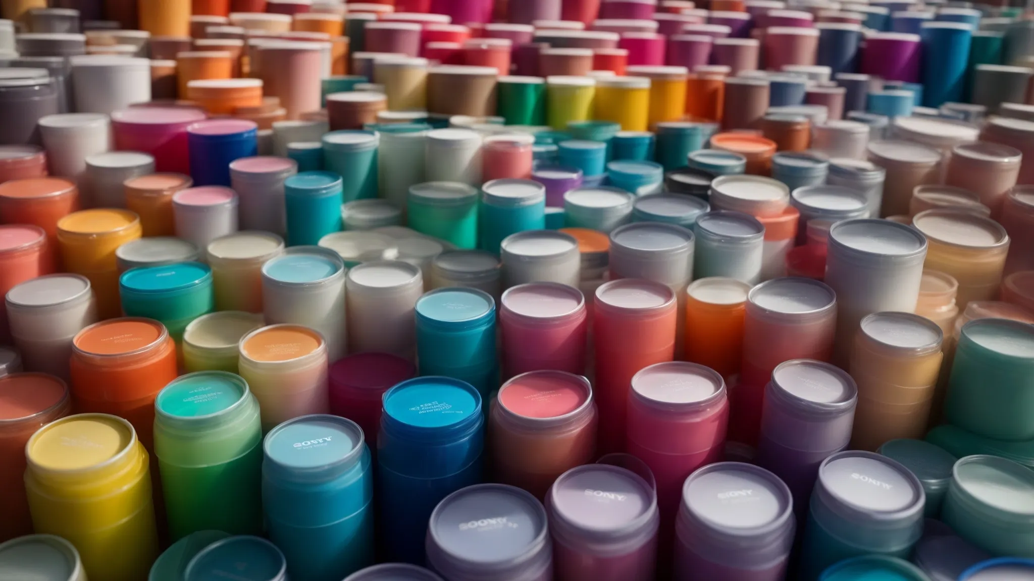 a vibrant display of various colorful bulk electrolyte powder containers, artfully arranged to highlight their diverse shapes and sizes, against a sleek, minimalistic backdrop that emphasizes effective hydration solutions for active lifestyles.