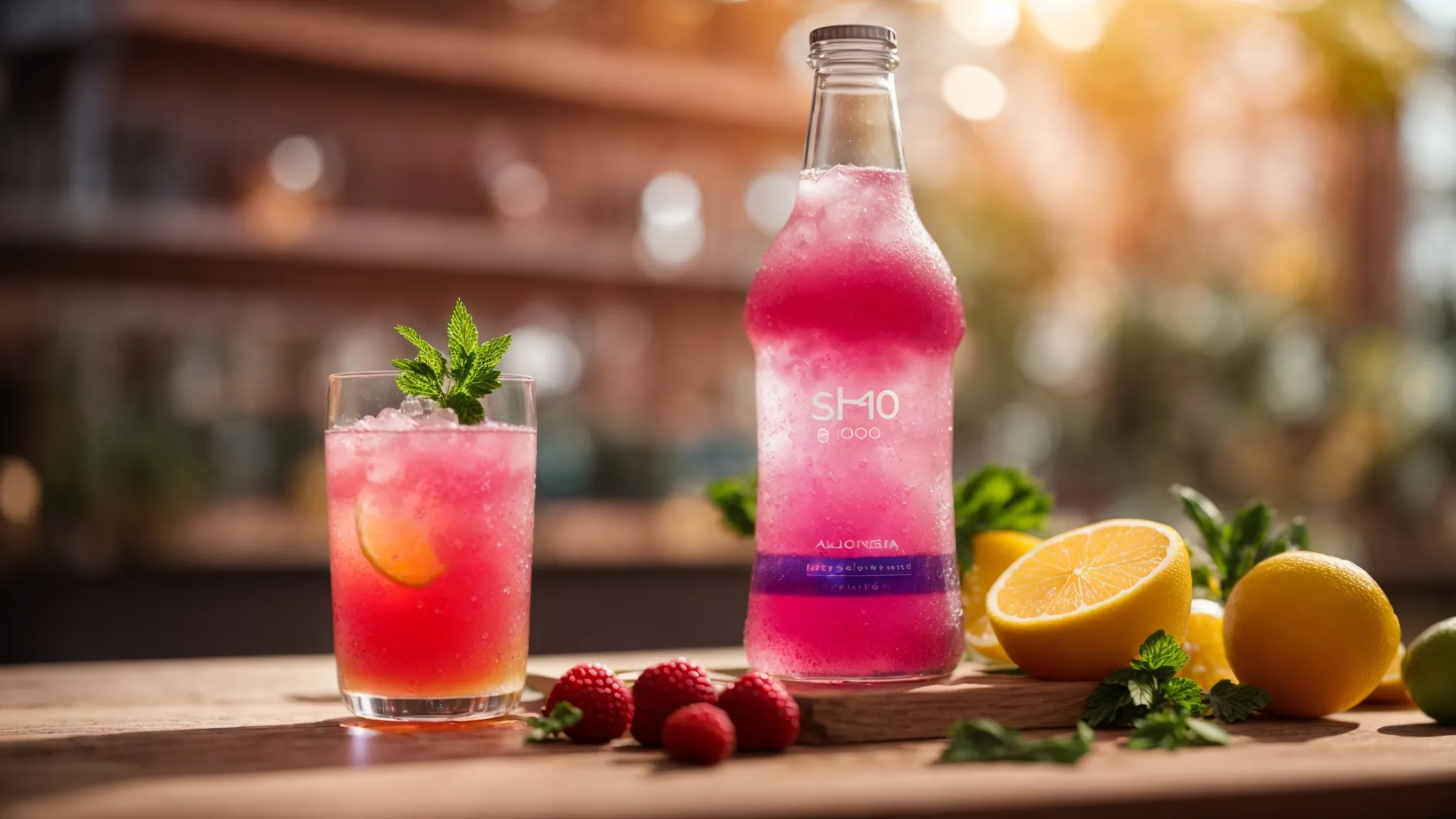 a vivid close-up of a sparkling glass of electrolyte drink surrounded by fresh ingredients, showcasing vibrant colors and textures, highlighting the interplay of quality and wellness in consumer choices.