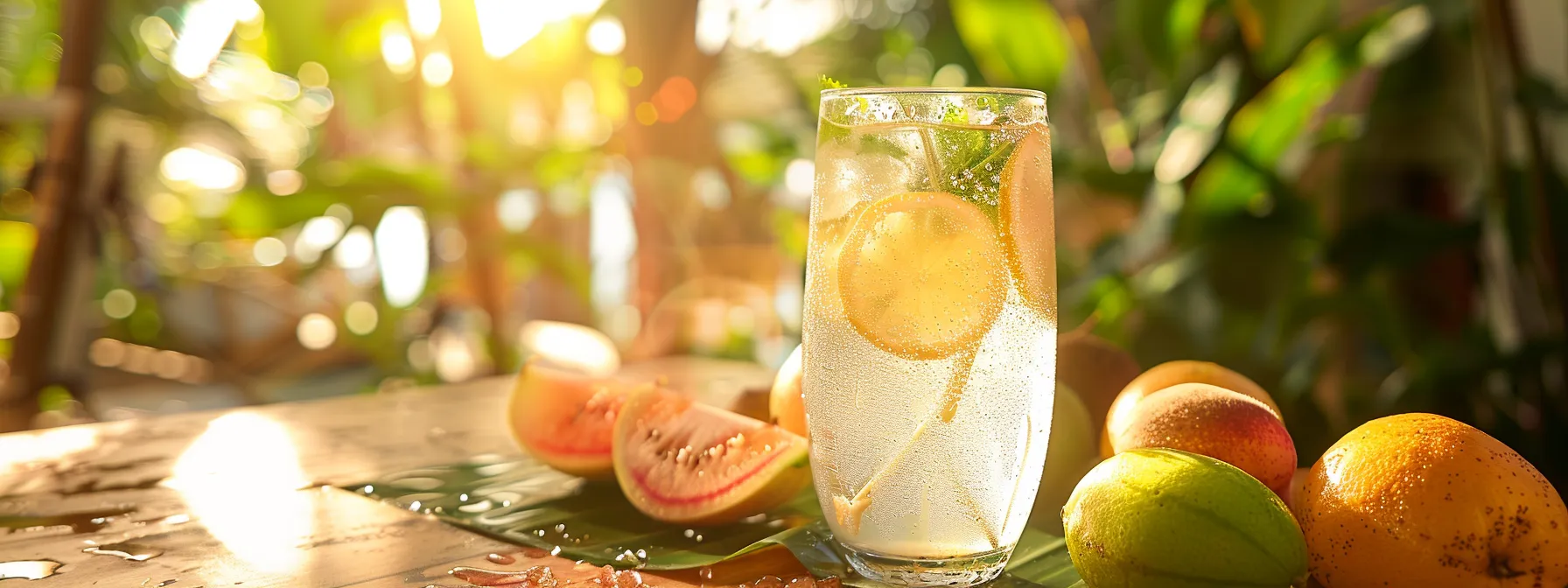 a vibrant, refreshing glass of coconut water sits atop a sunlit outdoor table, surrounded by fresh fruits and hydration tips, symbolizing the ultimate choice for electrolyte replenishment and wellness.