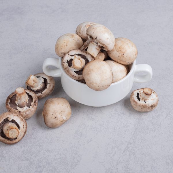 Fresh mushrooms on white plate. High quality photo